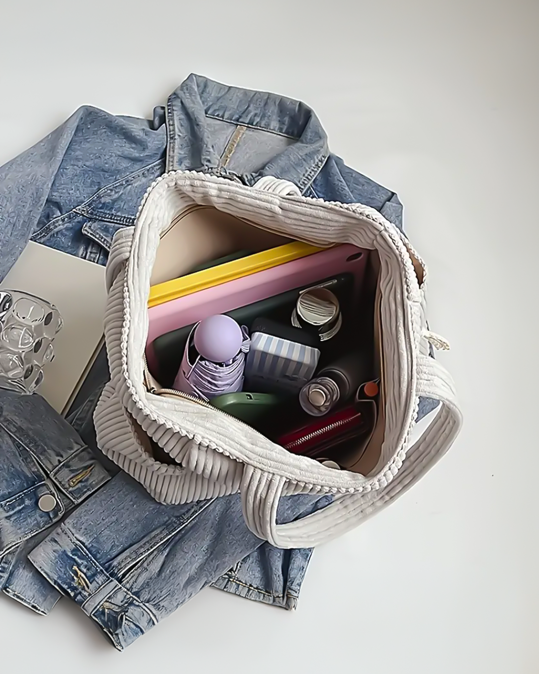 Taima™ - RIBBED TOTE BAG WITH CORD DETAIL