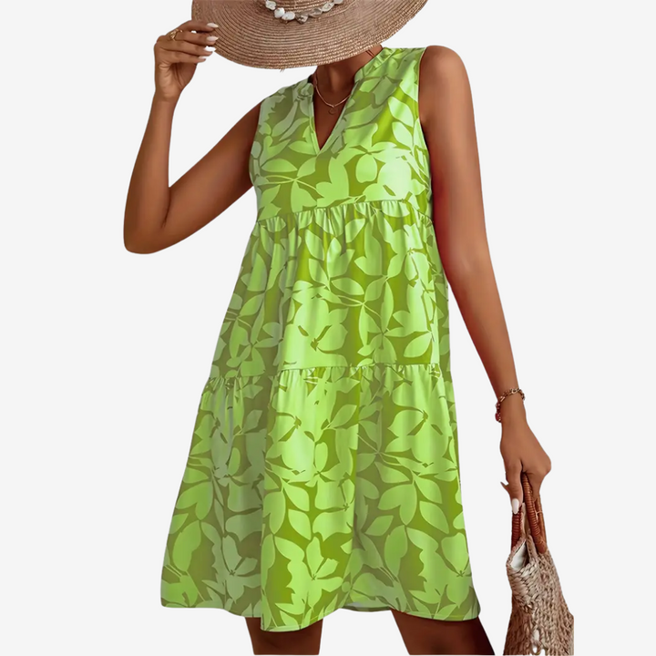 Aiyana™ - FLARED MIDI DRESS WITH FLORAL DESIGN