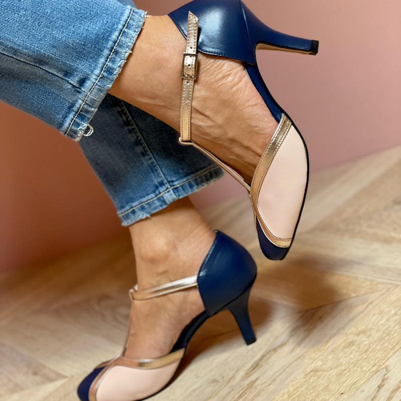 Alessia | Colorful T-strap Pumps and Comfortable Rounded Toe Shoes