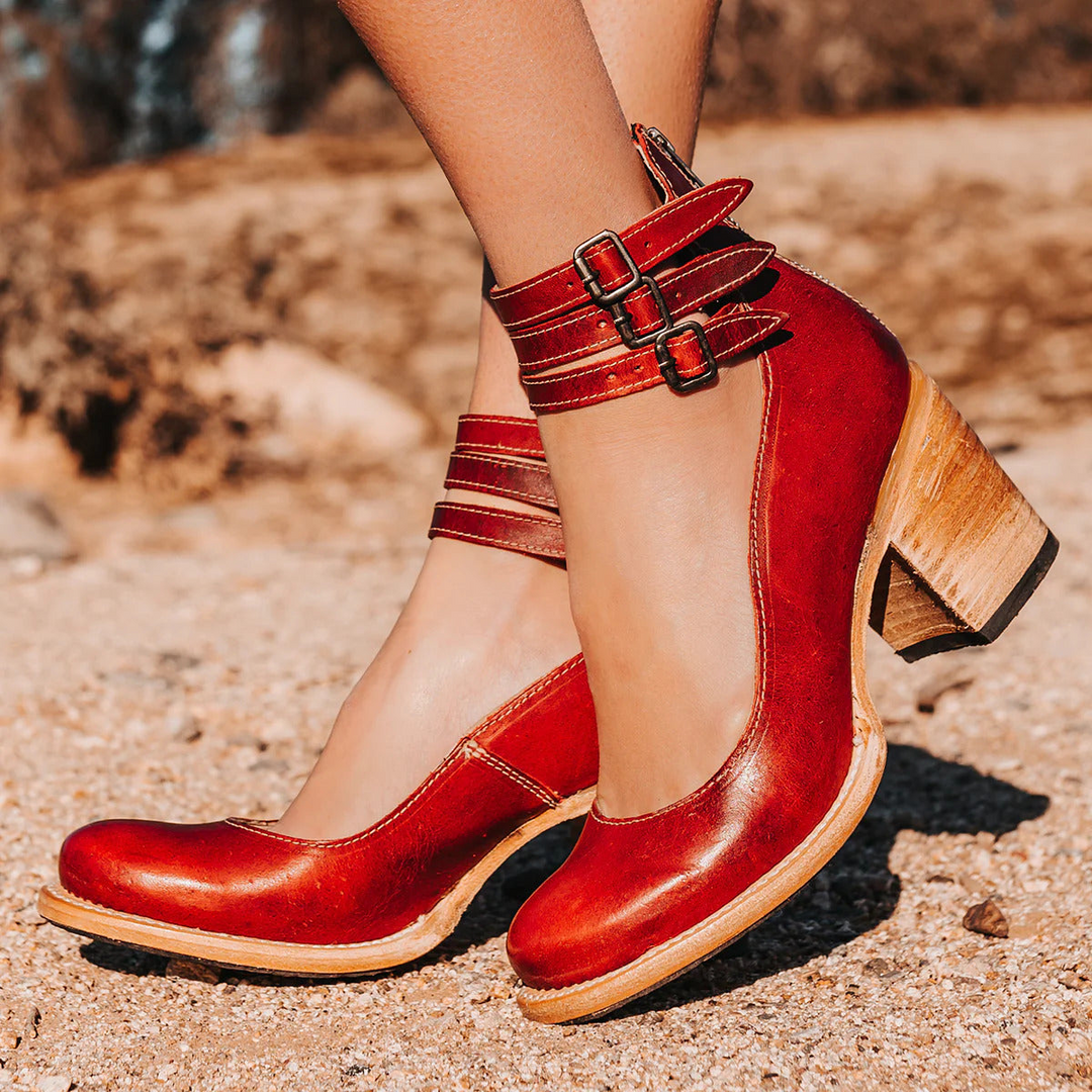 Gene | Multiple Strap High Heels with Thick Heel