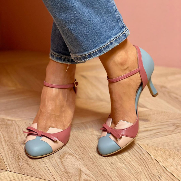 Bella | Colorful sandals with bow and strap, round toe