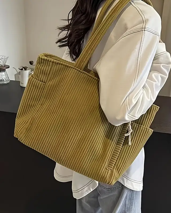 Taima™ - RIBBED TOTE BAG WITH CORD DETAIL
