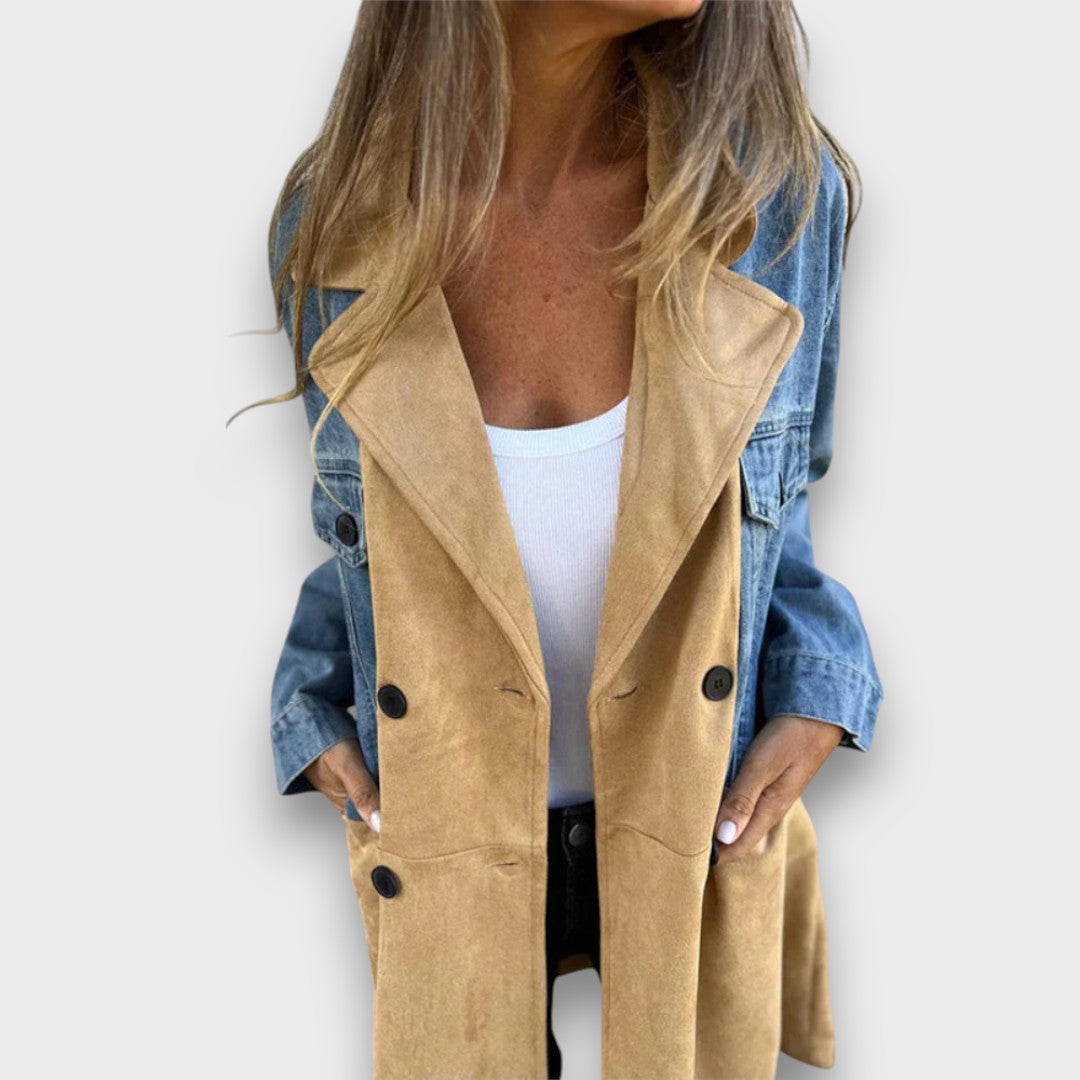 Ariana | Denim and Faux Suede Coat
