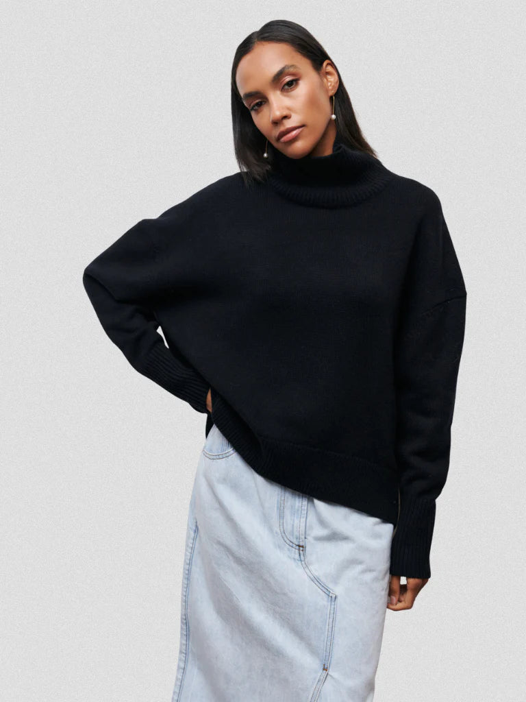 Elena | High Collar Knit Sweater