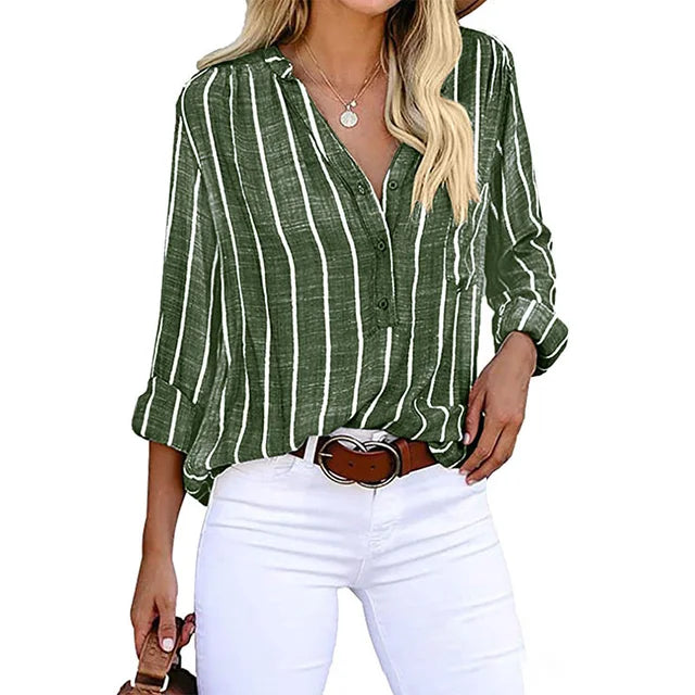 Maddie | Striped Button Up Shirt