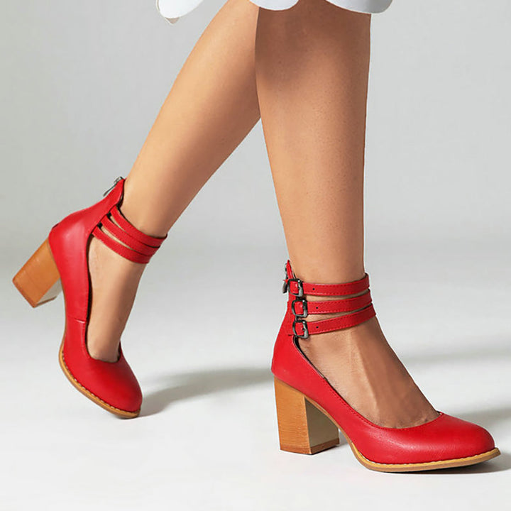Criselle | Smooth sandals with ankle strap and chunky heel