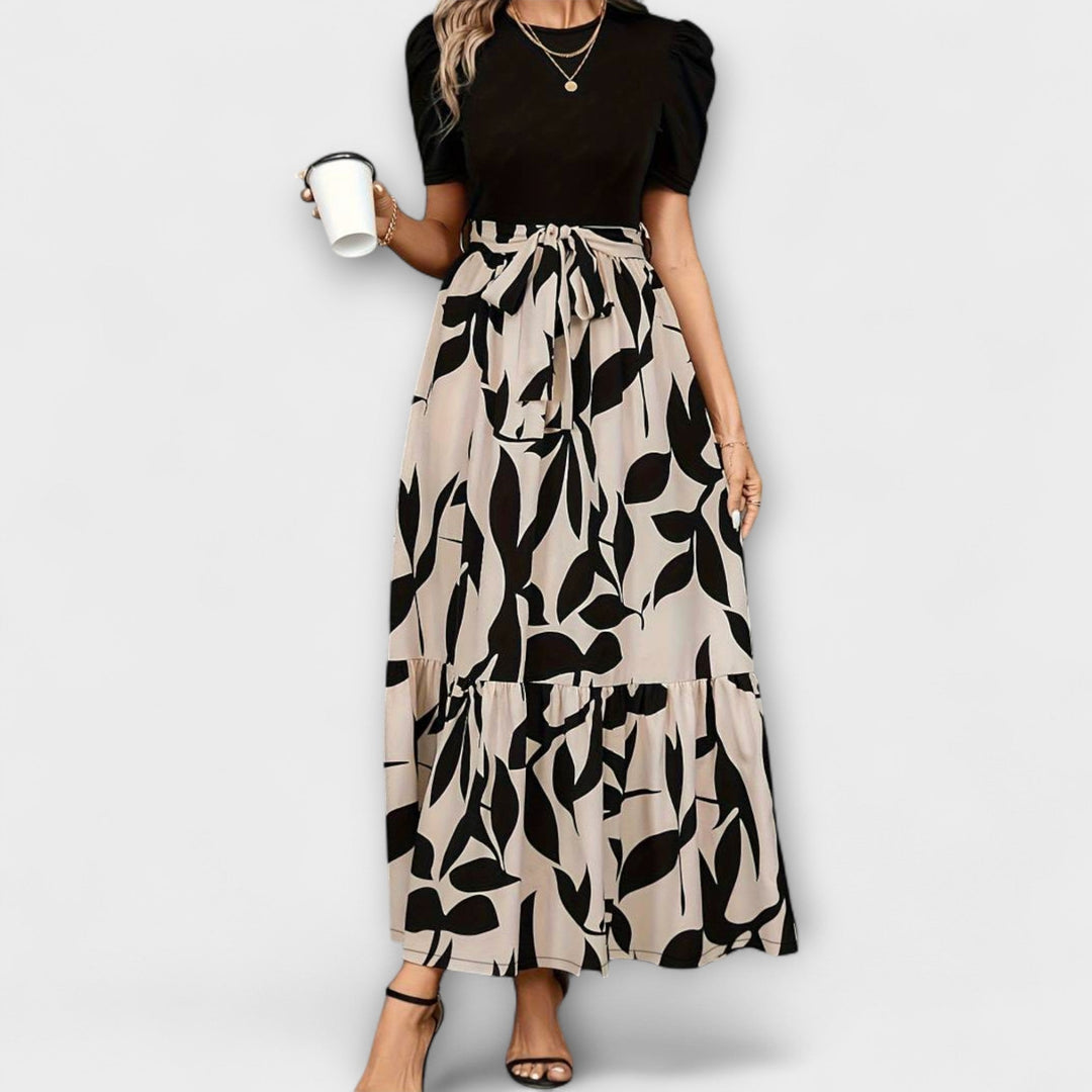 Luna - Summer Dress with Floral Pattern and Round Neck