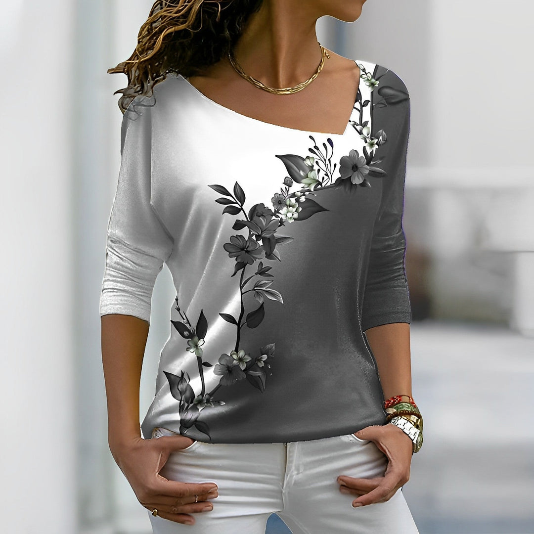 Felicity | Floral Contrast-Color Art T-Shirt