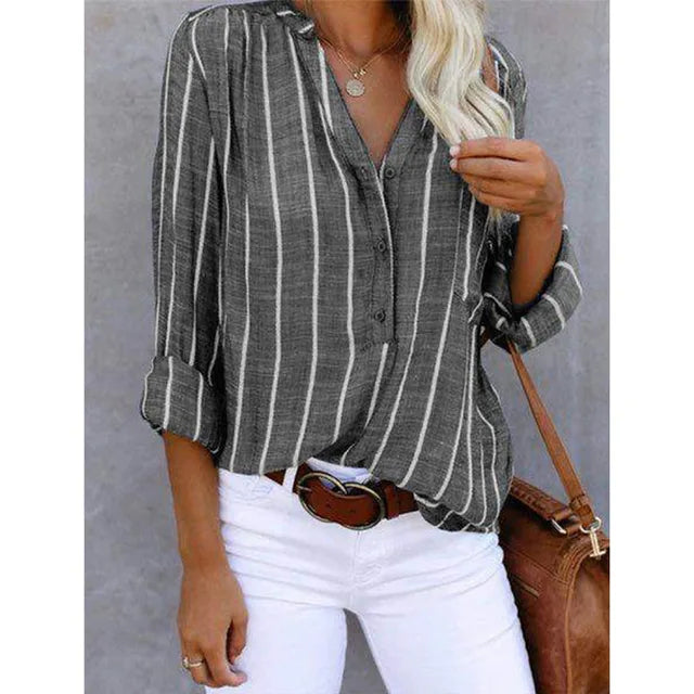 Maddie | Striped Button Up Shirt