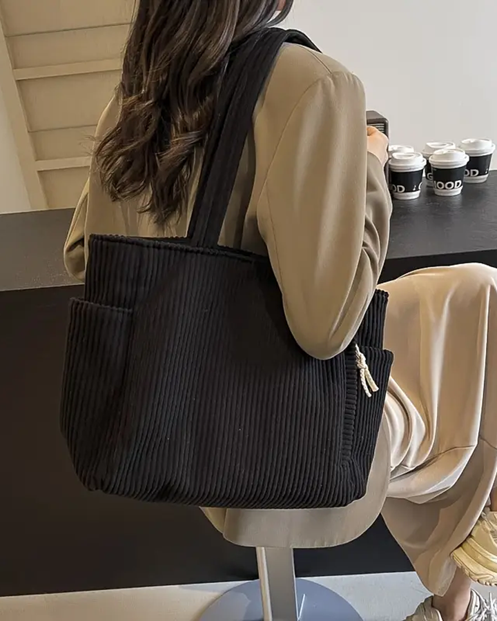 Taima™ - RIBBED TOTE BAG WITH CORD DETAIL