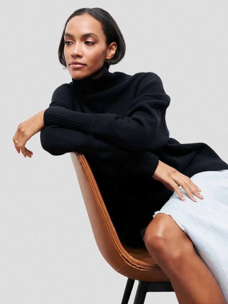 Elena | High Collar Knit Sweater