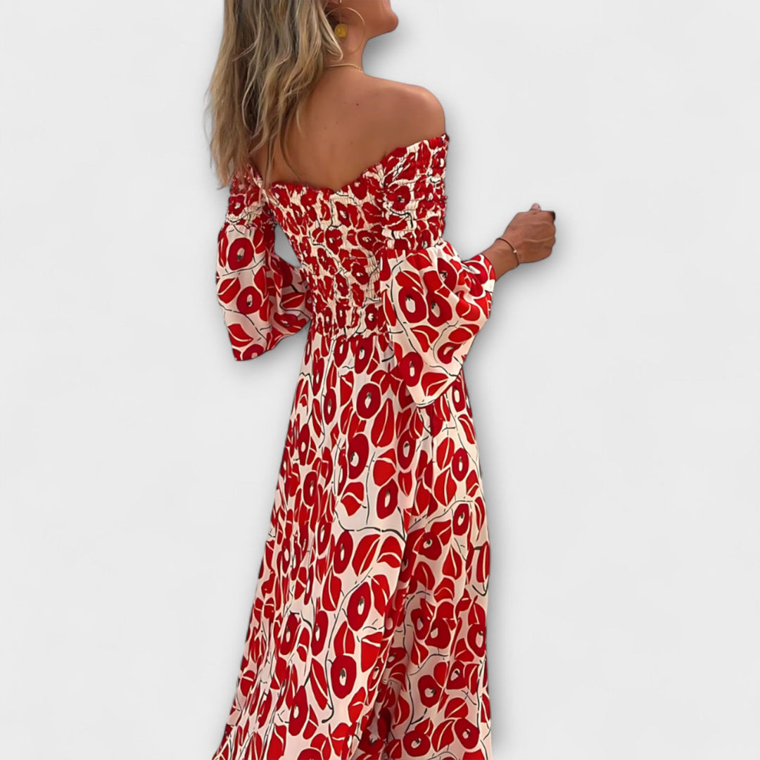 Bella - Off-Shoulder Dress with Sea Flowers