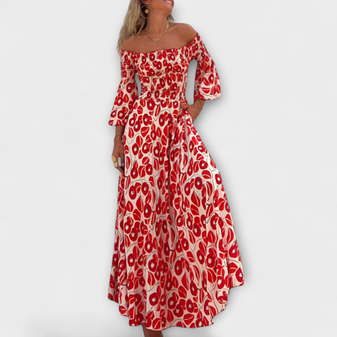 Bella - Off-Shoulder Dress with Sea Flowers