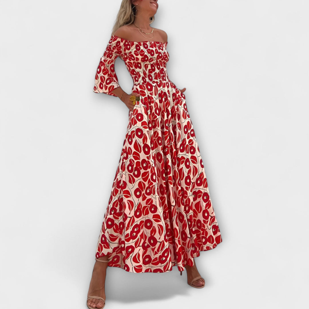 Bella - Off-Shoulder Dress with Sea Flowers