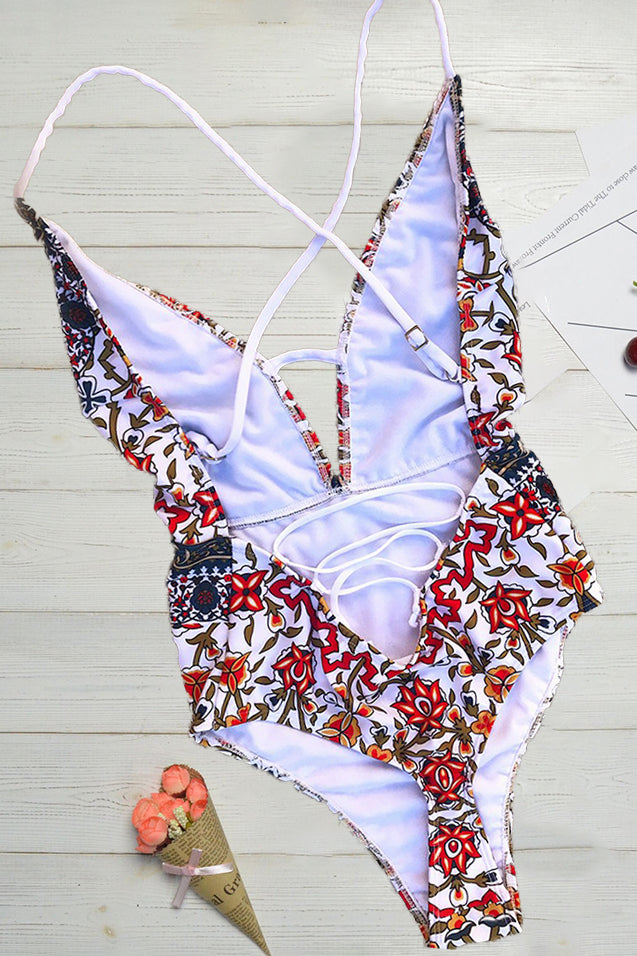 Dyani™ - BOHO PRINT SWIMSUIT WITH V-NECK DESIGN