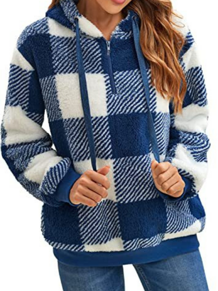 Nicole | Check Fleece Hoodie