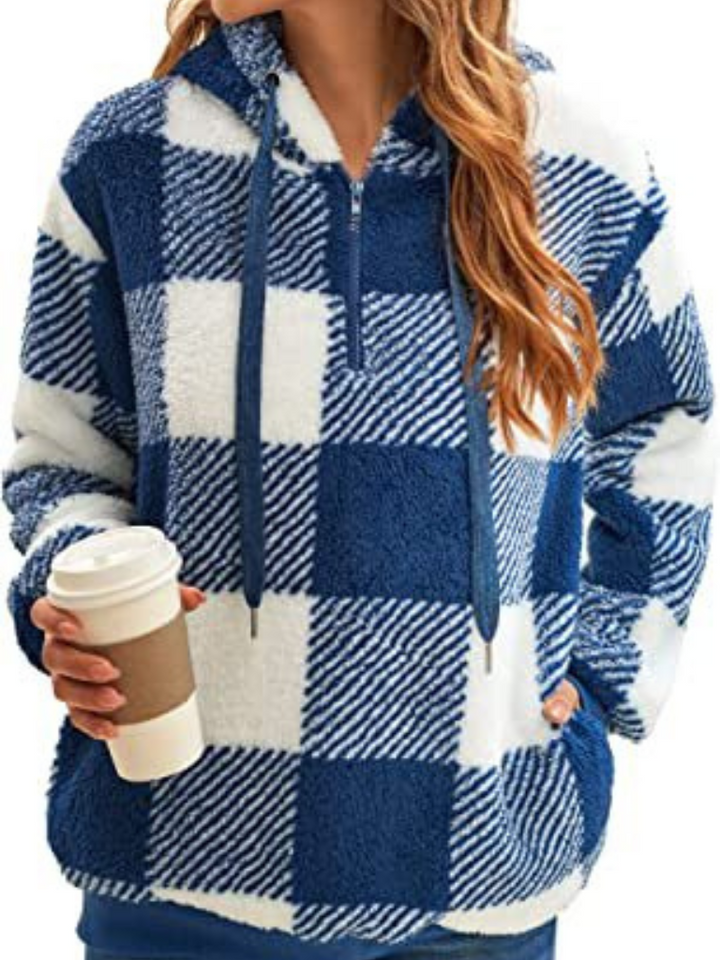 Nicole | Check Fleece Hoodie