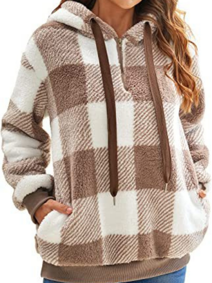 Nicole | Check Fleece Hoodie