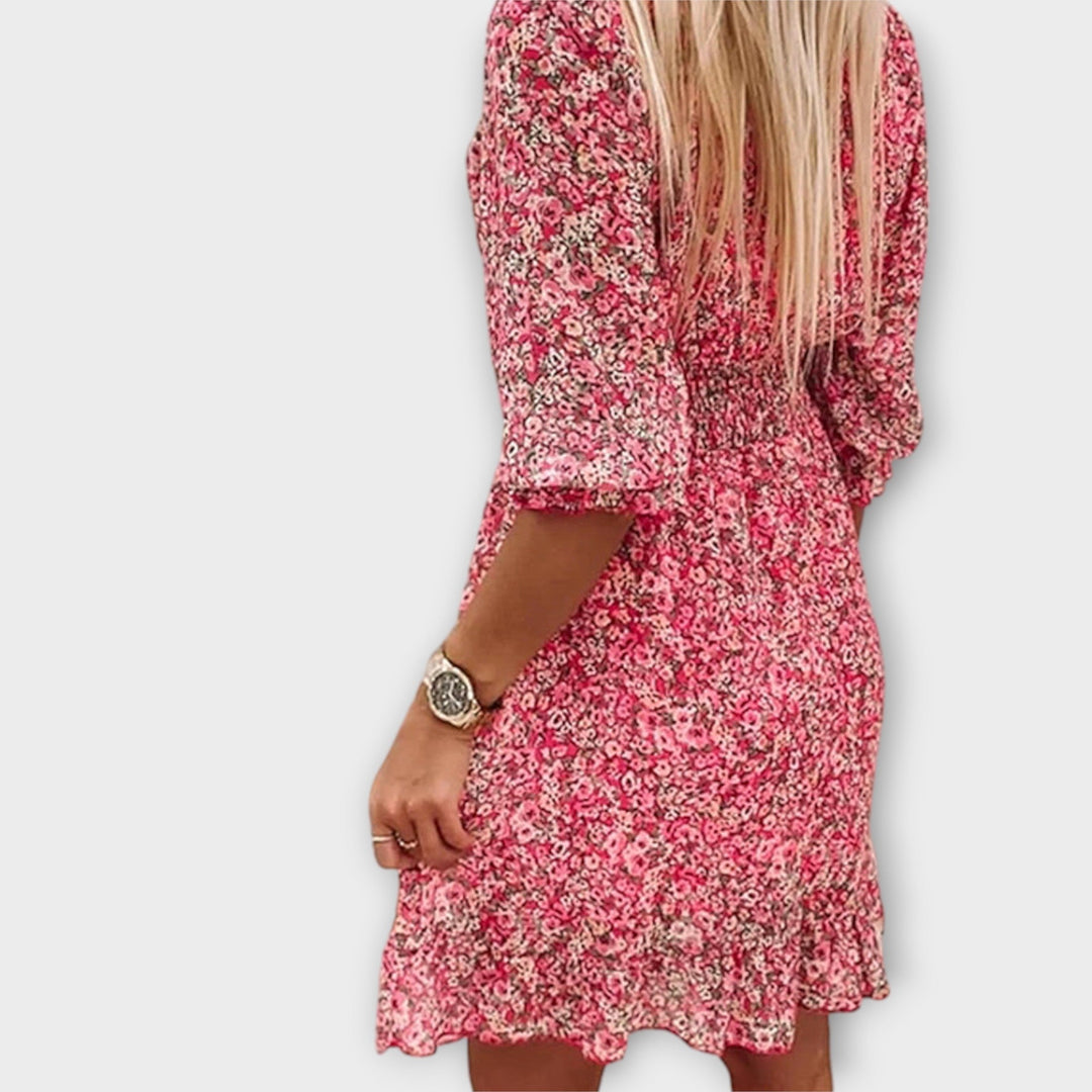 Floral puff sleeve dress for women