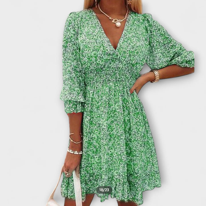 Floral puff sleeve dress for women