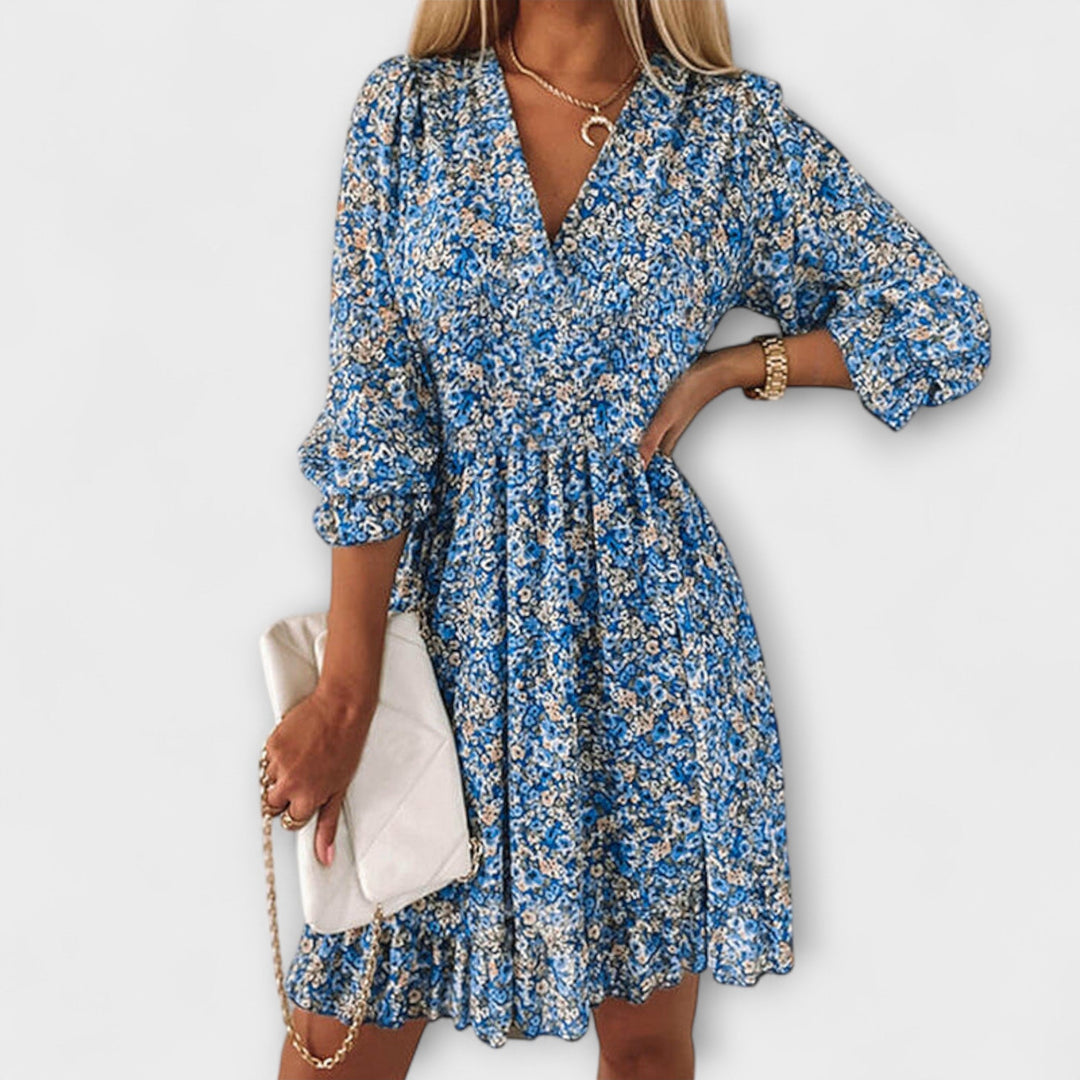 Floral puff sleeve dress for women