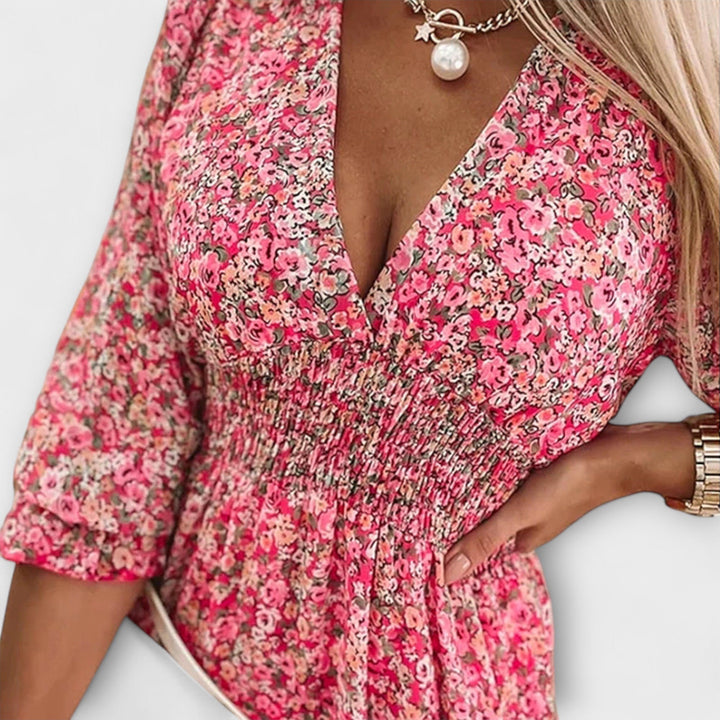Floral puff sleeve dress for women