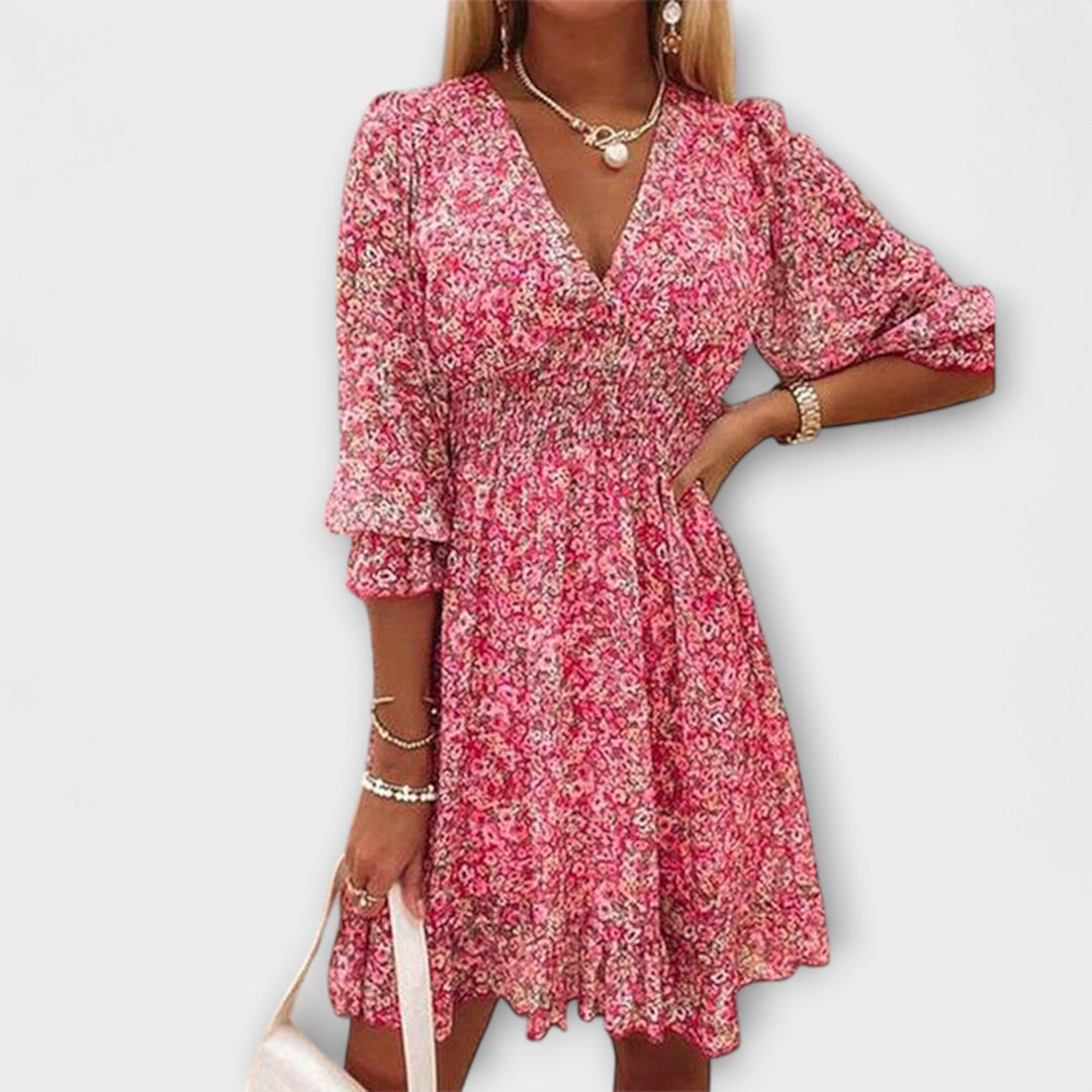 Floral puff sleeve dress for women