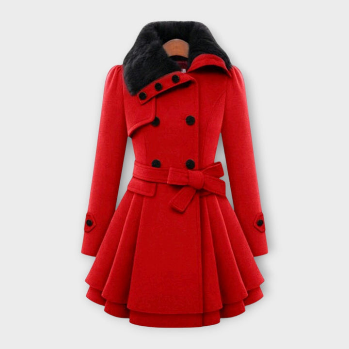 Elivara | Elegant Coat with Fur Collar