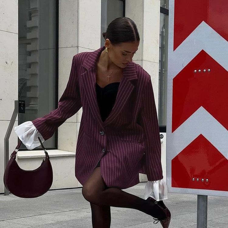 Fiora |  Wine Red Suit Jacket