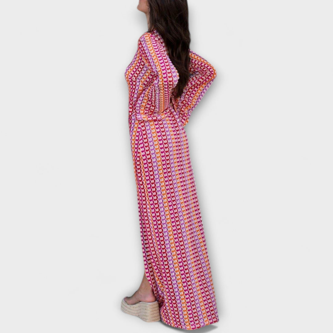 Elina – Maxi Dress with V-Neck and Vacation Flair