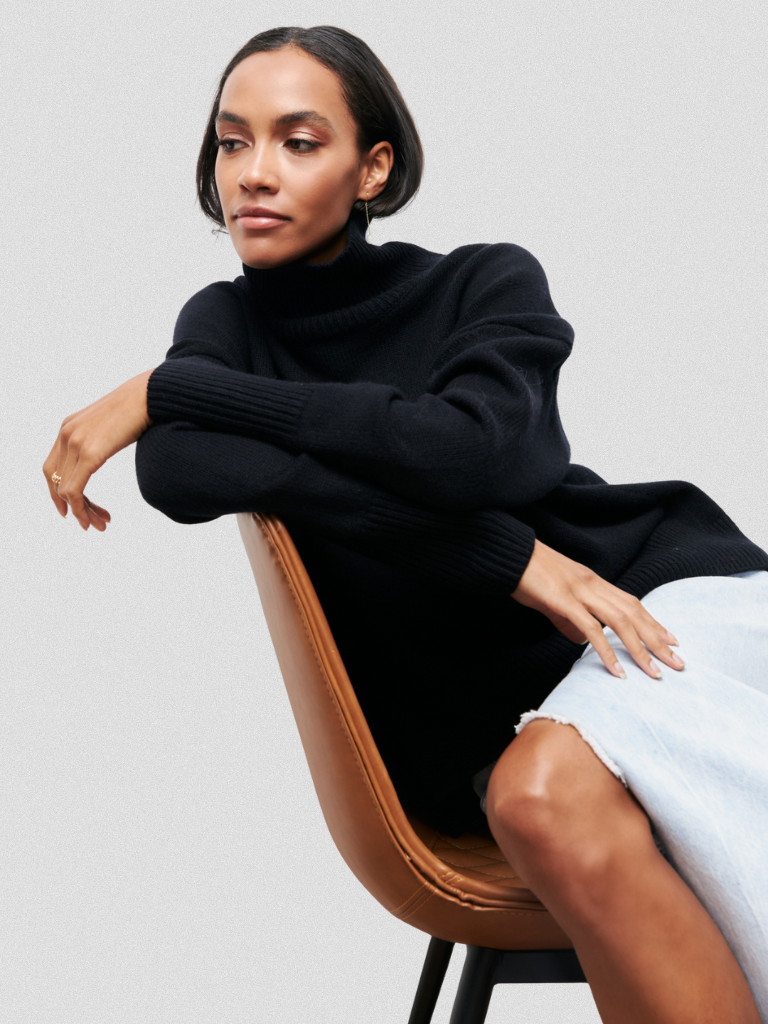 Elena | High Collar Knit Sweater