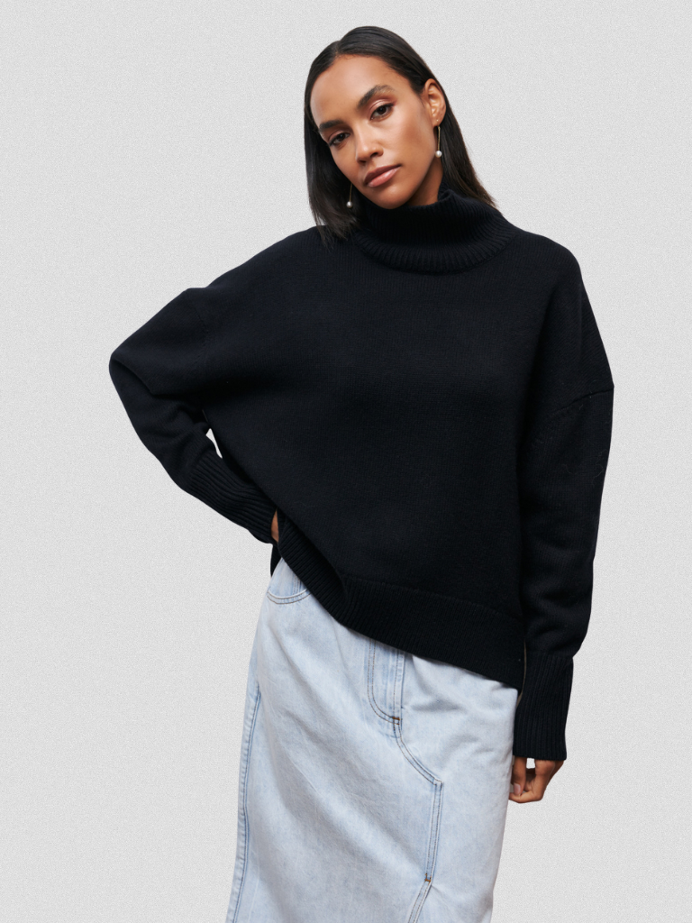 Elena | High Collar Knit Sweater