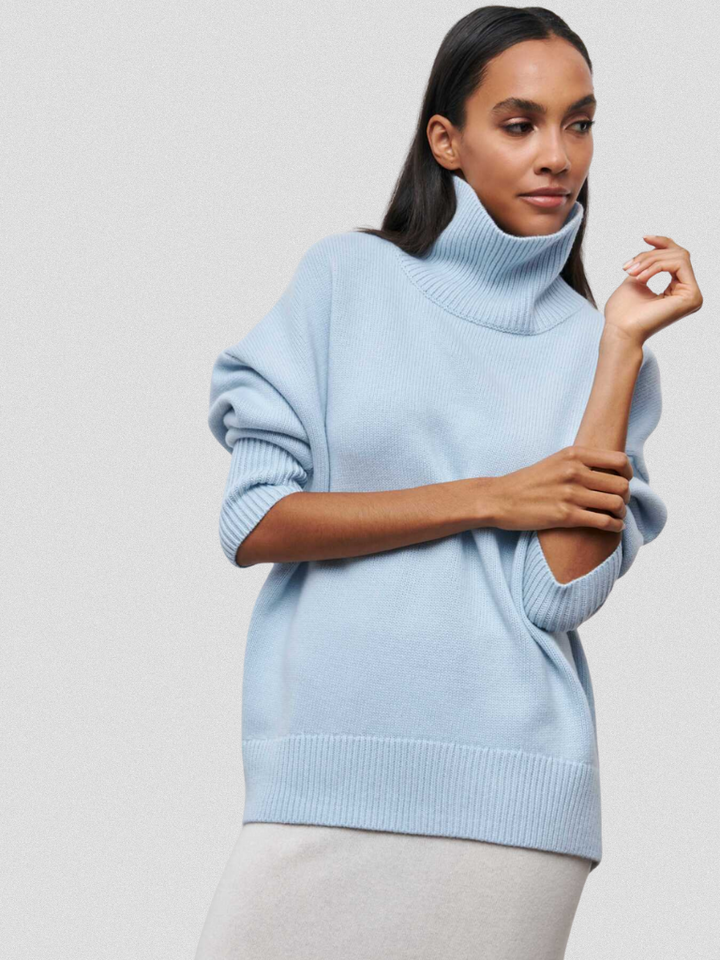 Elena | High Collar Knit Sweater
