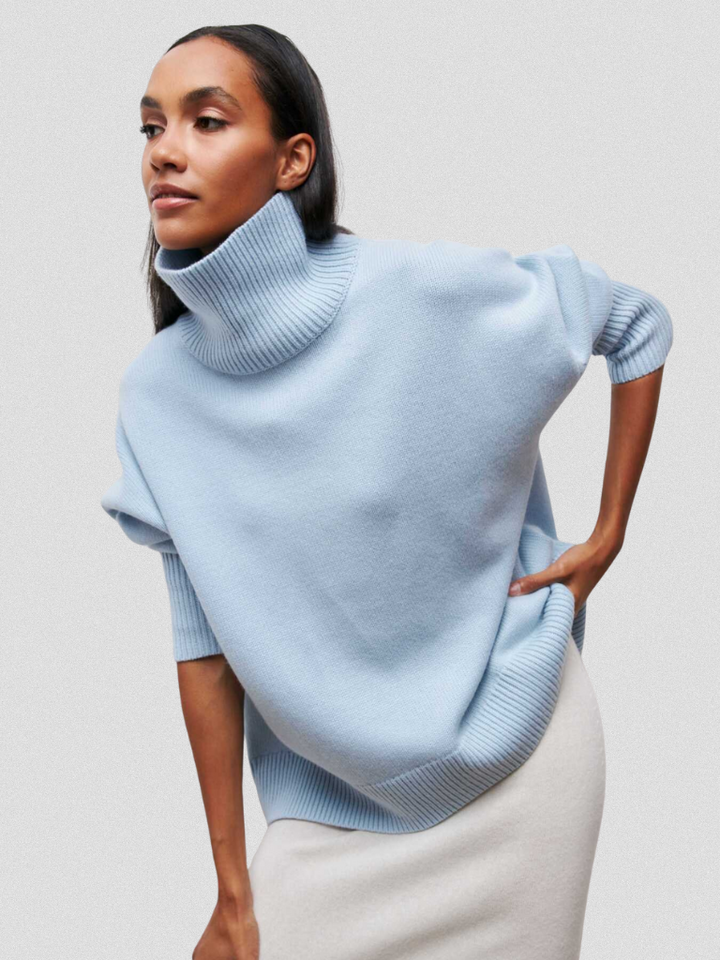 Elena | High Collar Knit Sweater