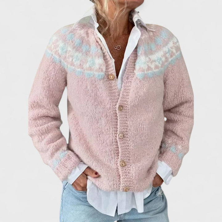 Lianne – Chunky Knit Cardigan with Chic Pattern