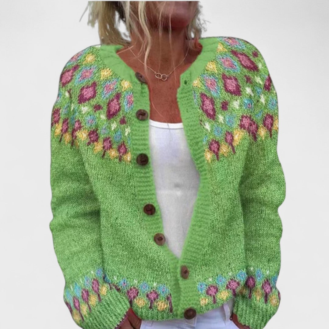 Lianne – Chunky Knit Cardigan with Chic Pattern