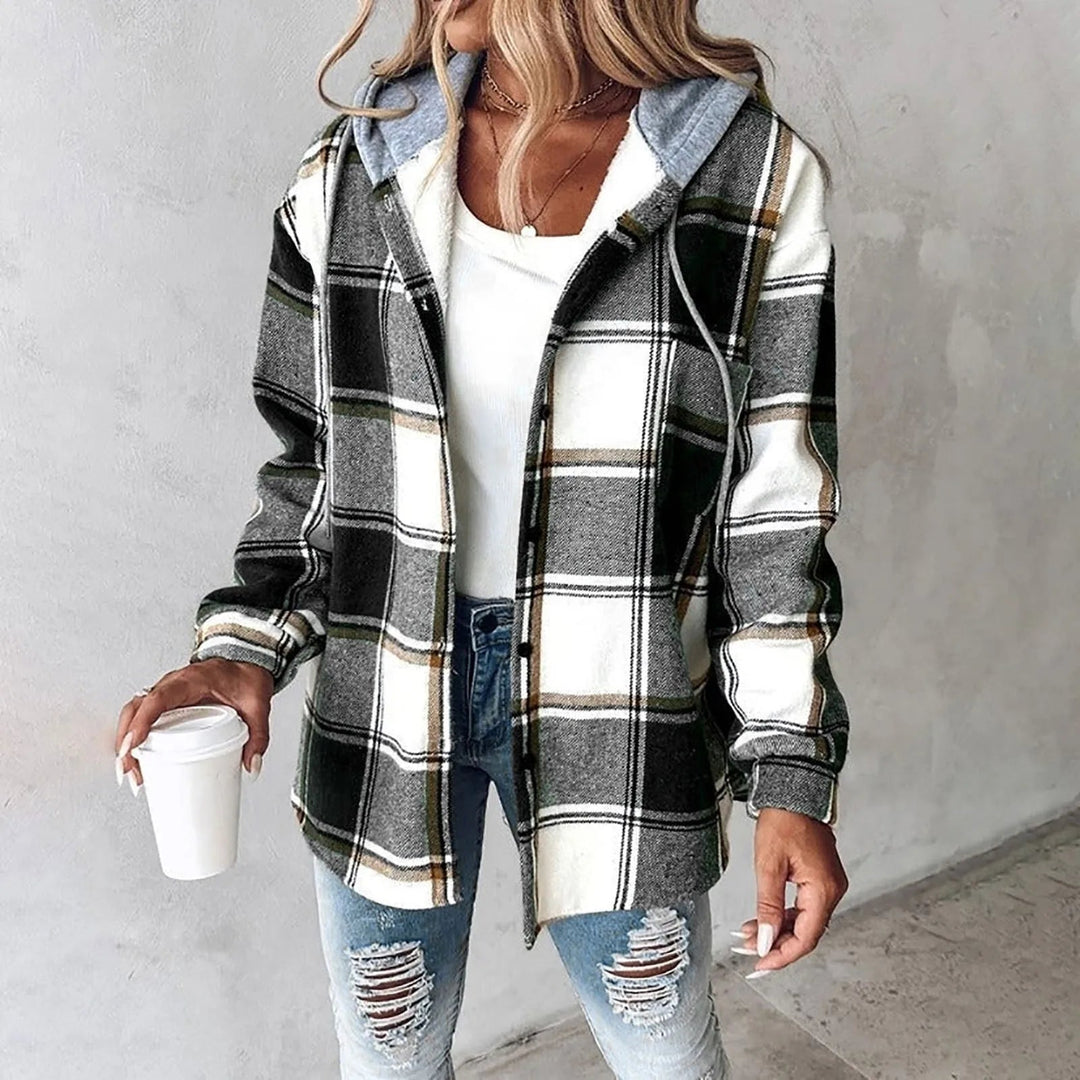 MONICA – RELAXED PLAID HOODED JACKET