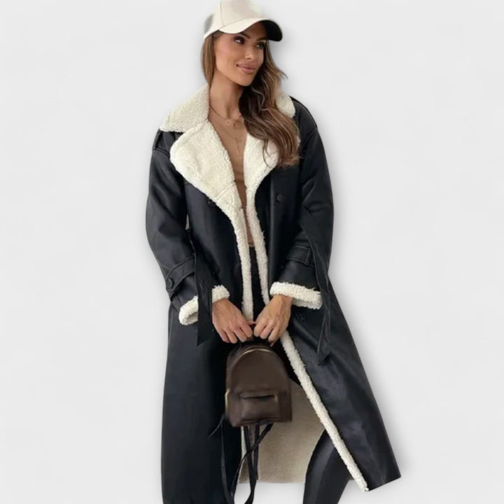 Maria | Classic Long Jacket with Fleece Lining and Teddy Collar