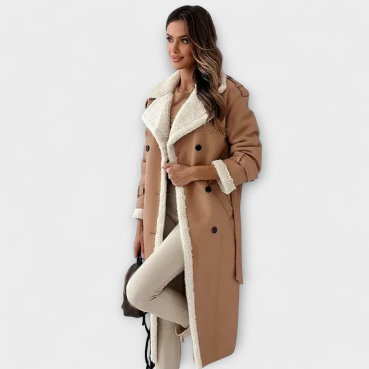 Maria | Classic Long Jacket with Fleece Lining and Teddy Collar