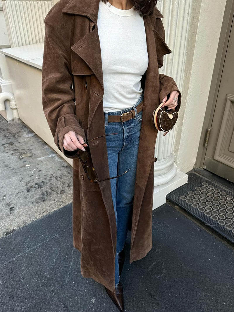 Molly | Trench Coat in Synthetic Suede