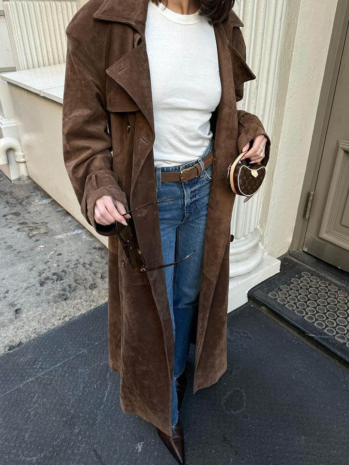 Molly | Trench Coat in Synthetic Suede