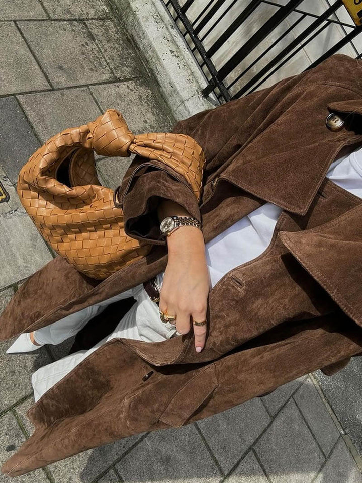 Molly | Trench Coat in Synthetic Suede