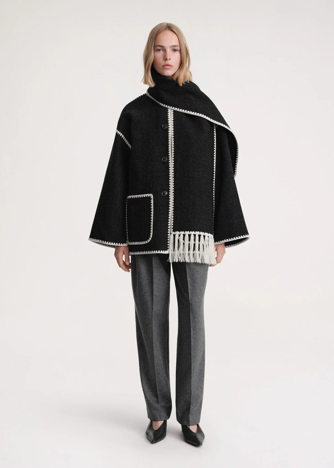 CANDICE – OVERSIZED COAT WITH SCARF DETAIL