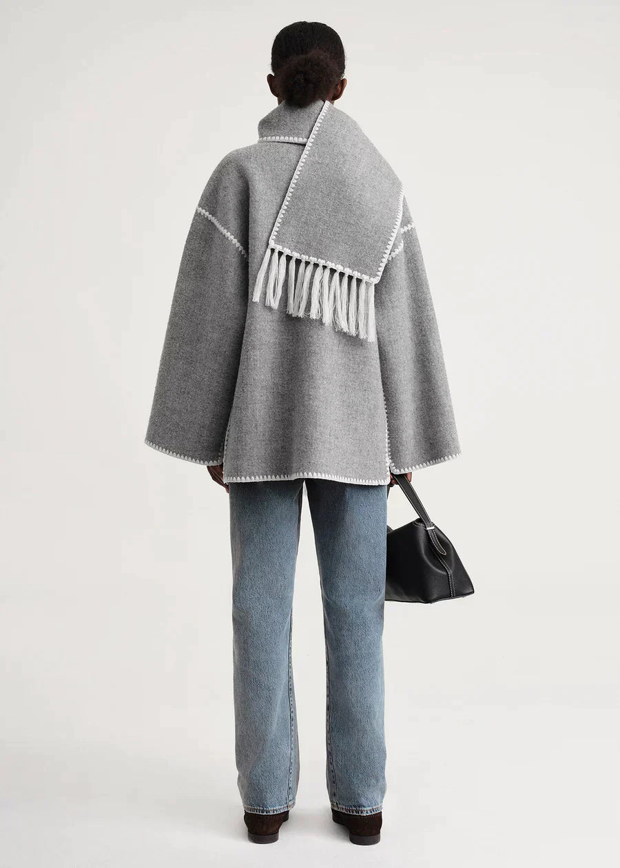 CANDICE – OVERSIZED COAT WITH SCARF DETAIL