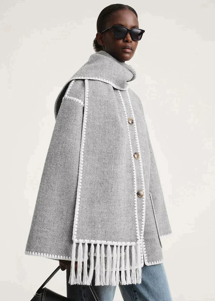 CANDICE – OVERSIZED COAT WITH SCARF DETAIL