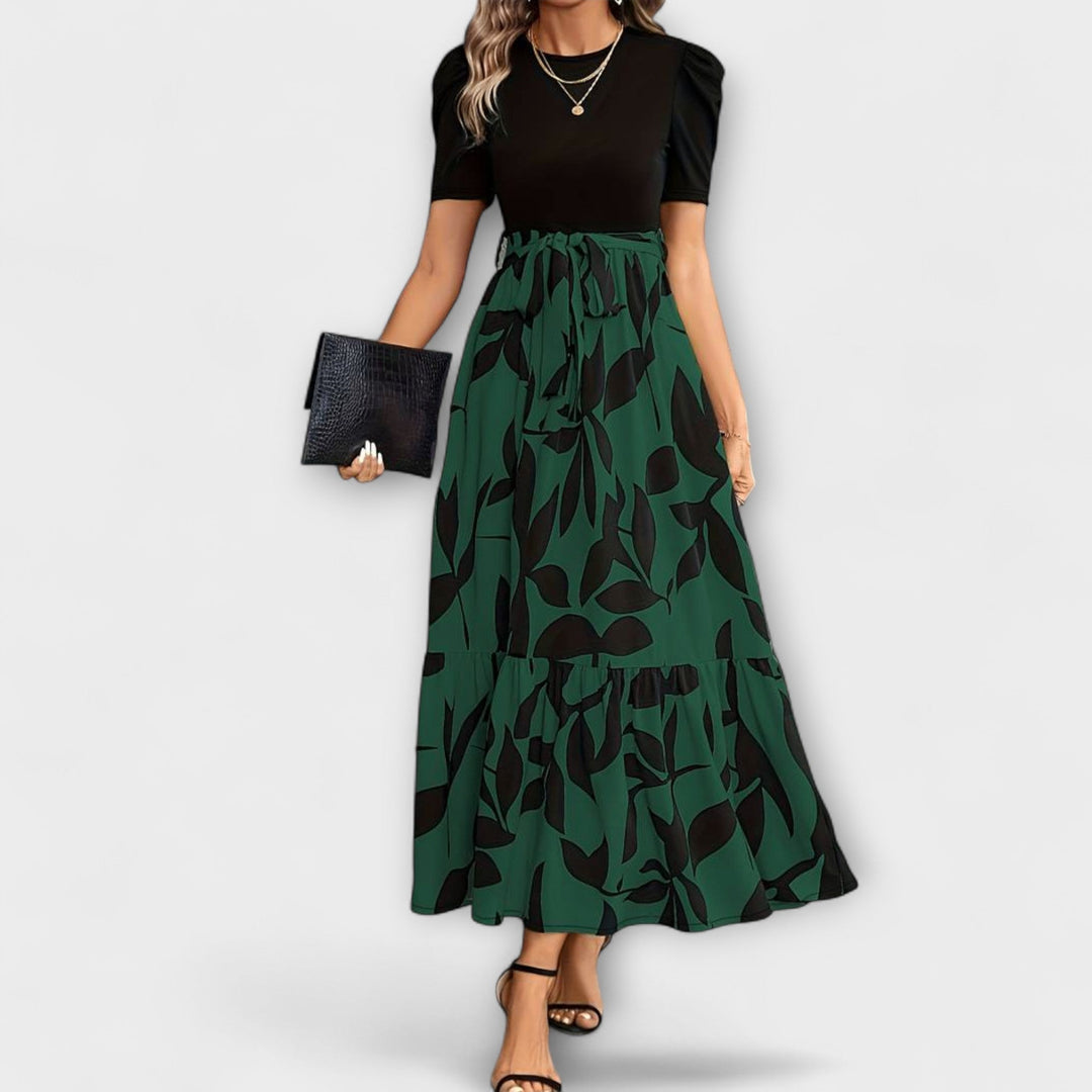 Luna - Summer Dress with Floral Pattern and Round Neck