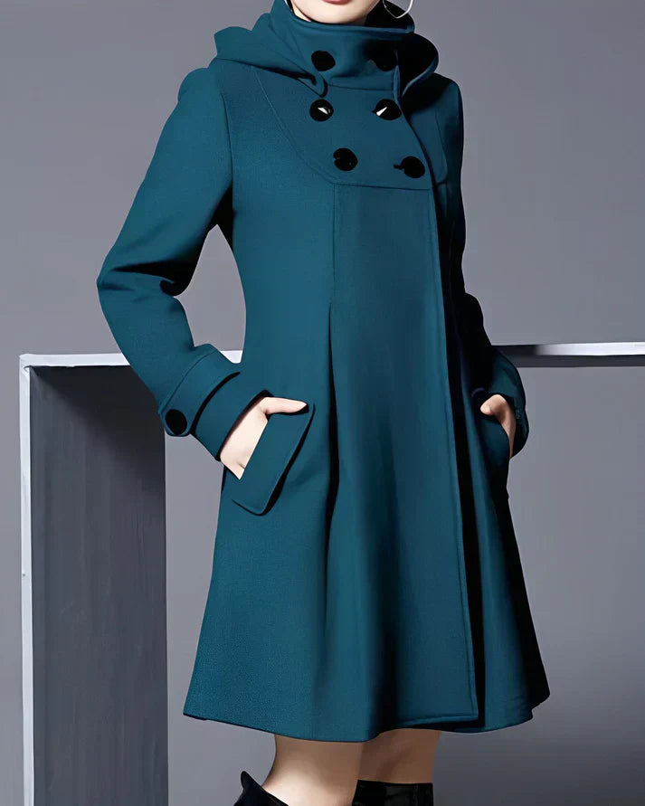 Aria™ | Stylish Wool Coat with Hood for an Elegant Look