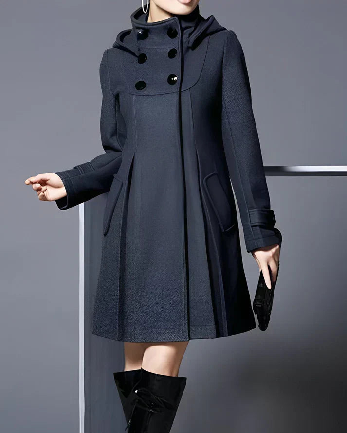 Aria™ | Stylish Wool Coat with Hood for an Elegant Look