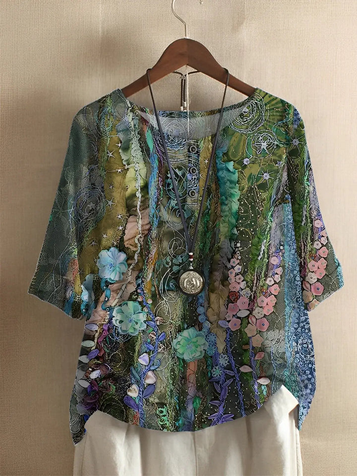 Lavinia | Fiber Art A-Line Floral T-Shirt