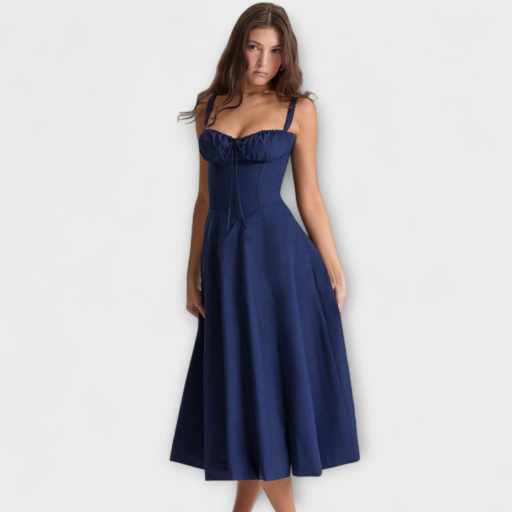 Zipporas - Fitted Bustier Dress with Modern Spring Flower Print